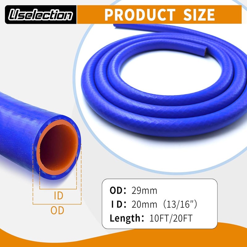 Uselection 13/16"X20FT(ID:20MM) Silicone Heater Hose Blue and Red Coolant Radiator Vacuum Line, Reinforced High Temperature Reinforced 4MM Thick(0.16 In) (13/16" ID-20Ft(ID 20mm)) - Image 2
